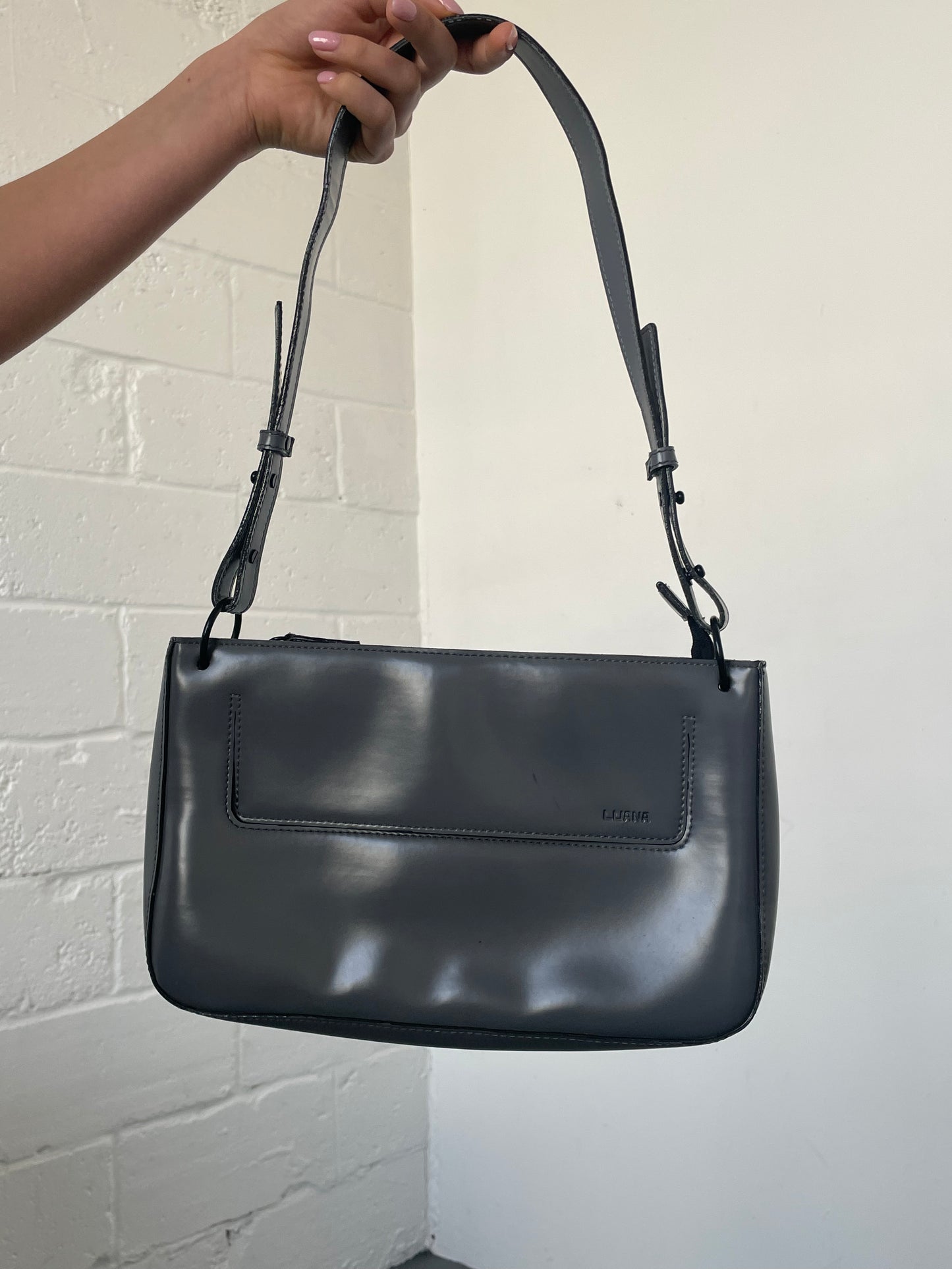 Grey Baguette Bag