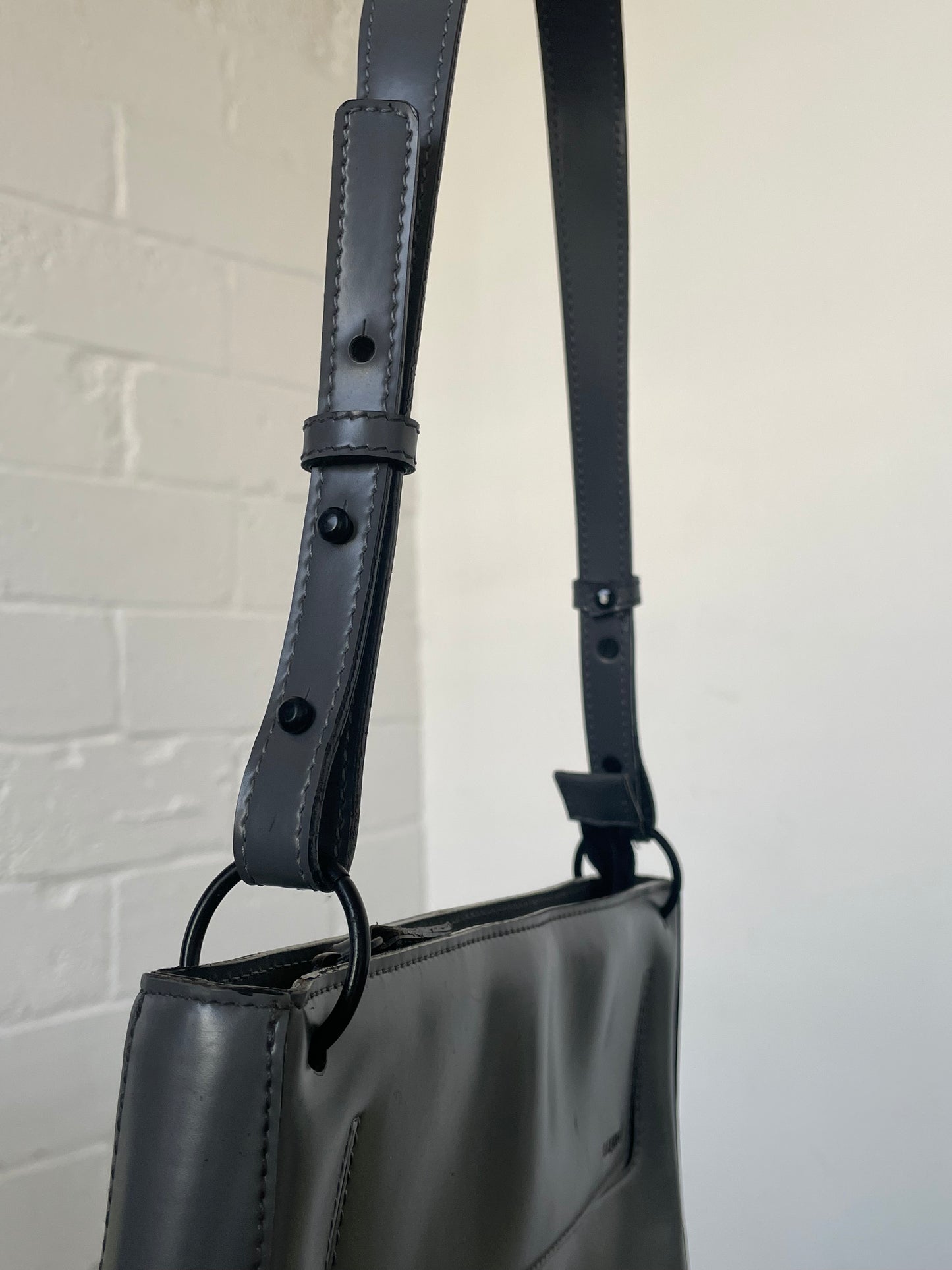 Grey Baguette Bag