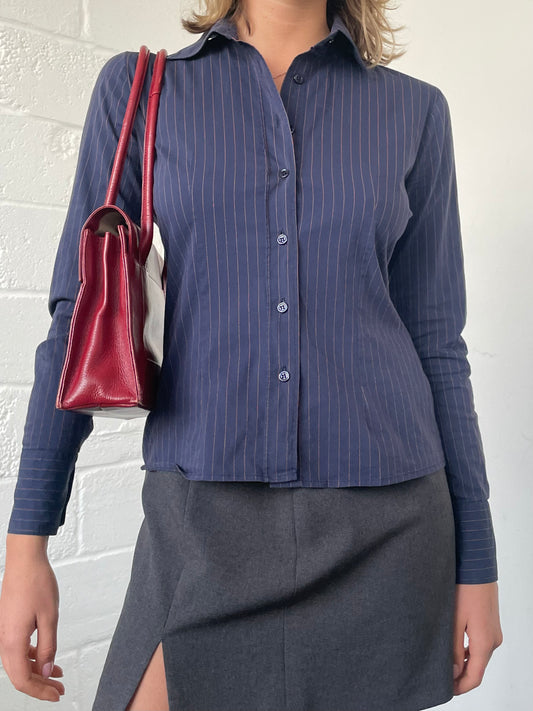 Navy Pinstripe Shirt