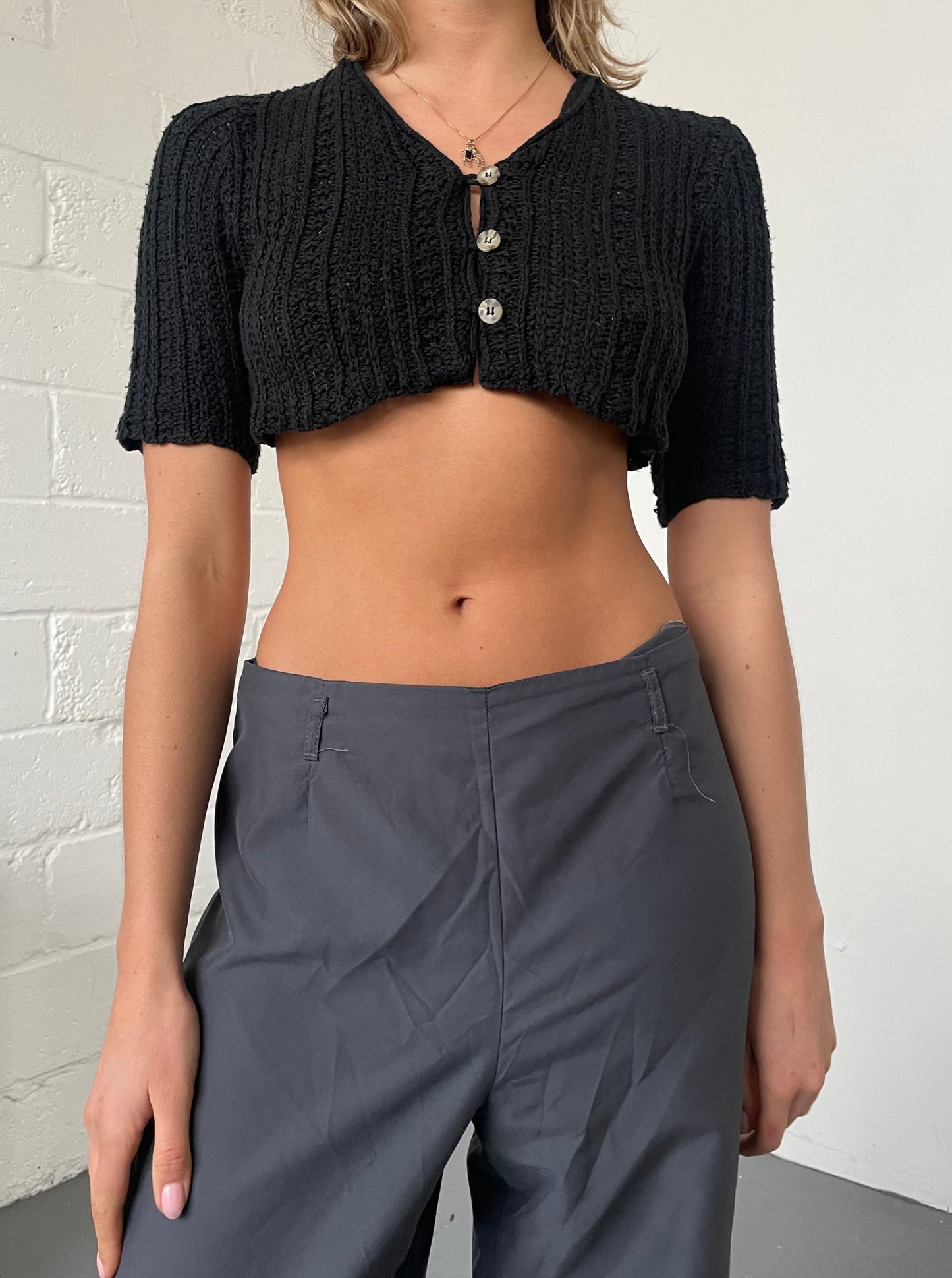 Black Cropped Mico Cardigan