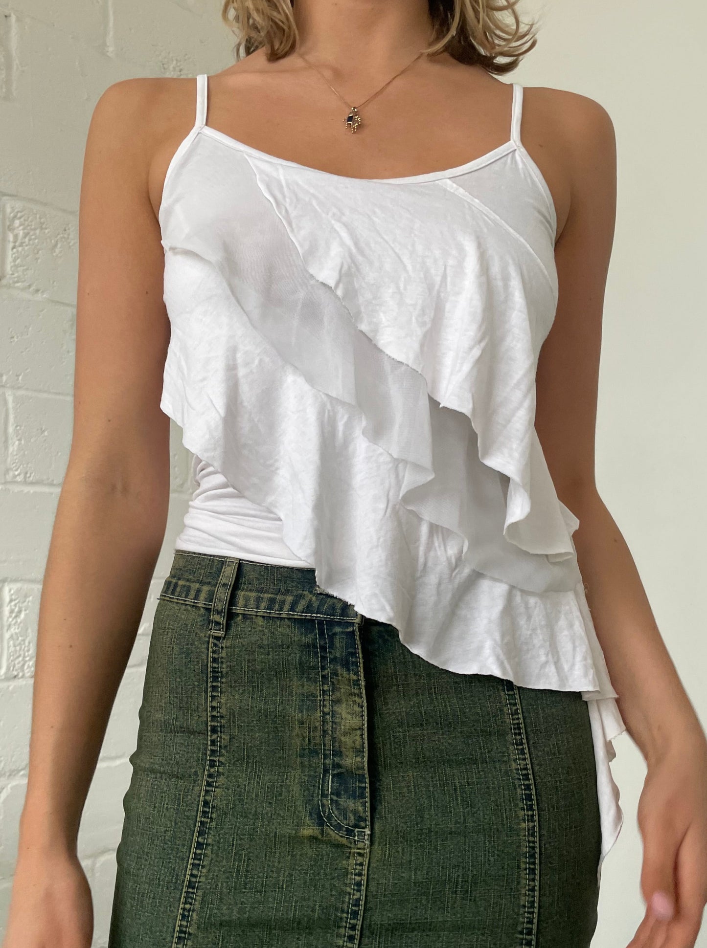 White Asymmetric Vest