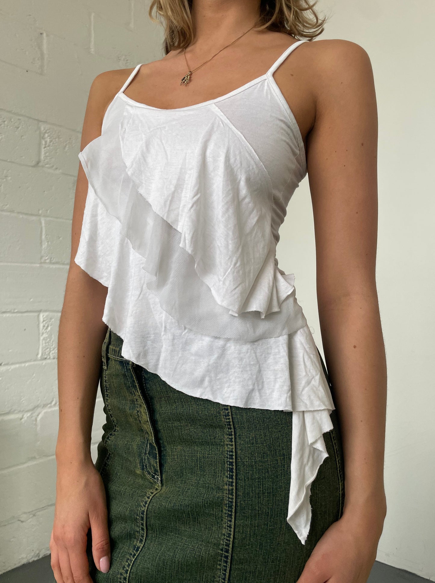 White Asymmetric Vest