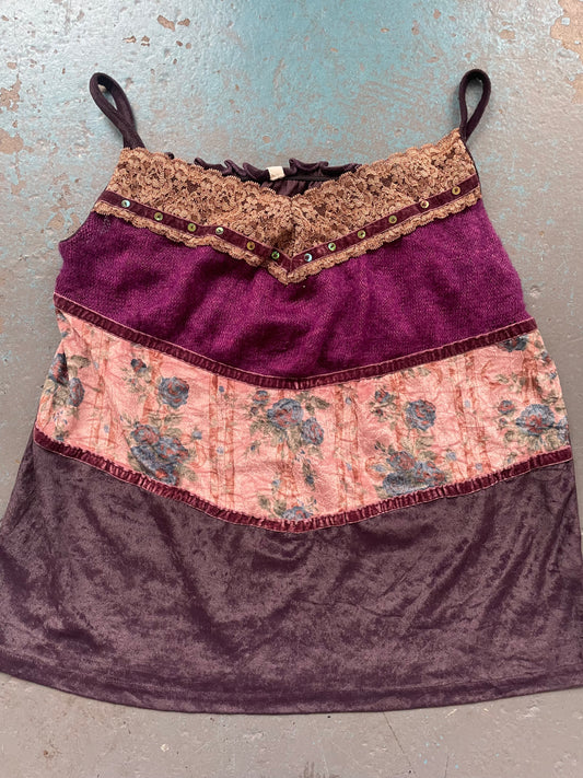 Lace Trimmed Patchwork Cami