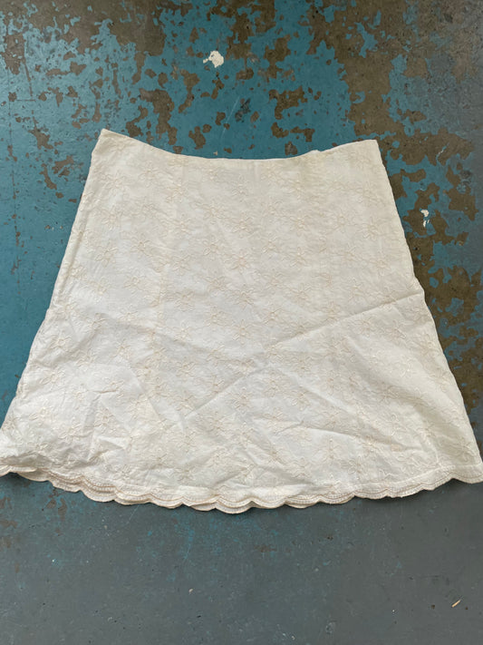 White Floral Mini Skirt - UK 8