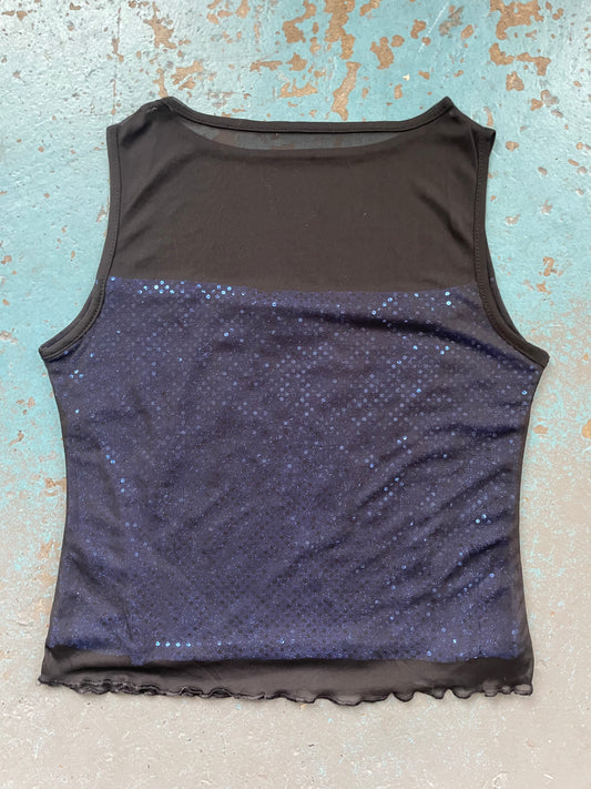 Black Mesh and Sequin Tank - Large