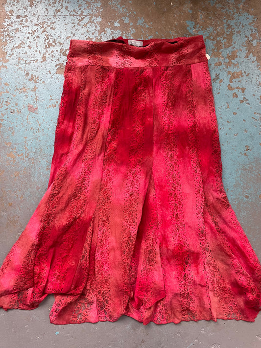 Red Lace Maxi Skirt - UK 14