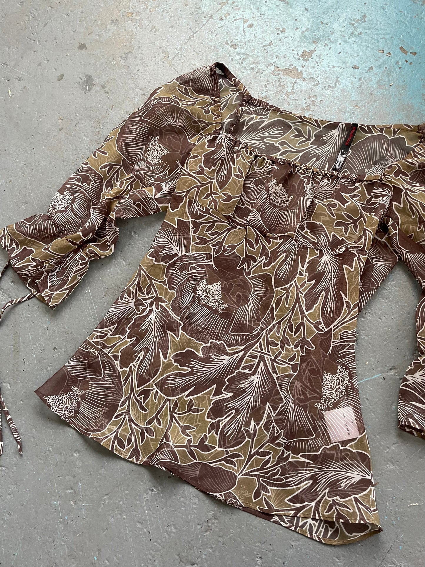 Brown Paisley Milkmaid Blouse - UK 10