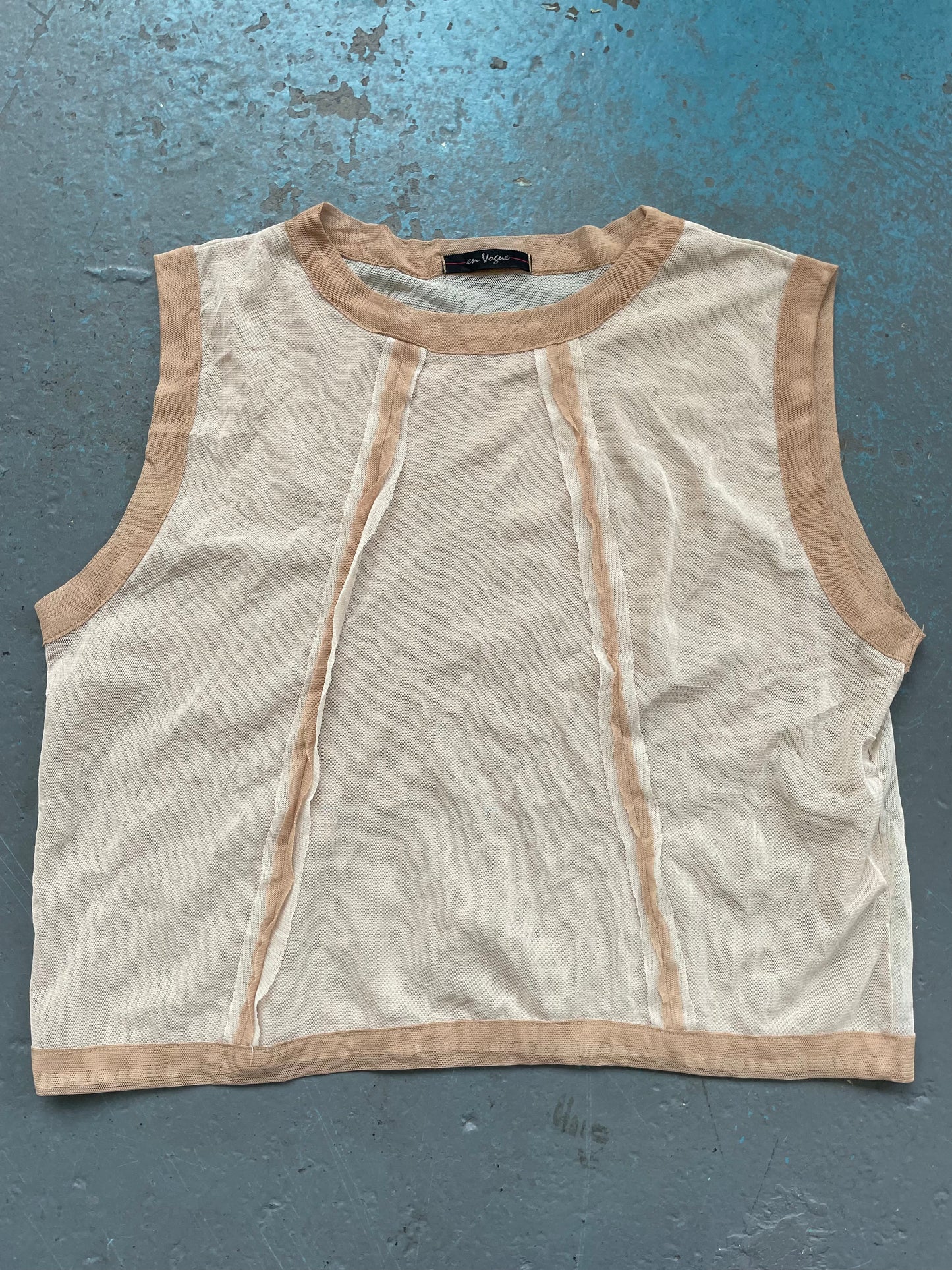 Beige Mesh Tank - Large