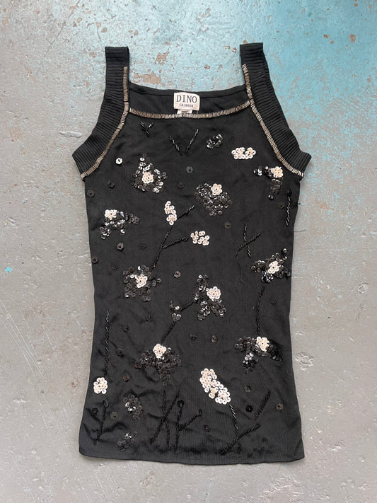 Black Beaded Tank - S/M