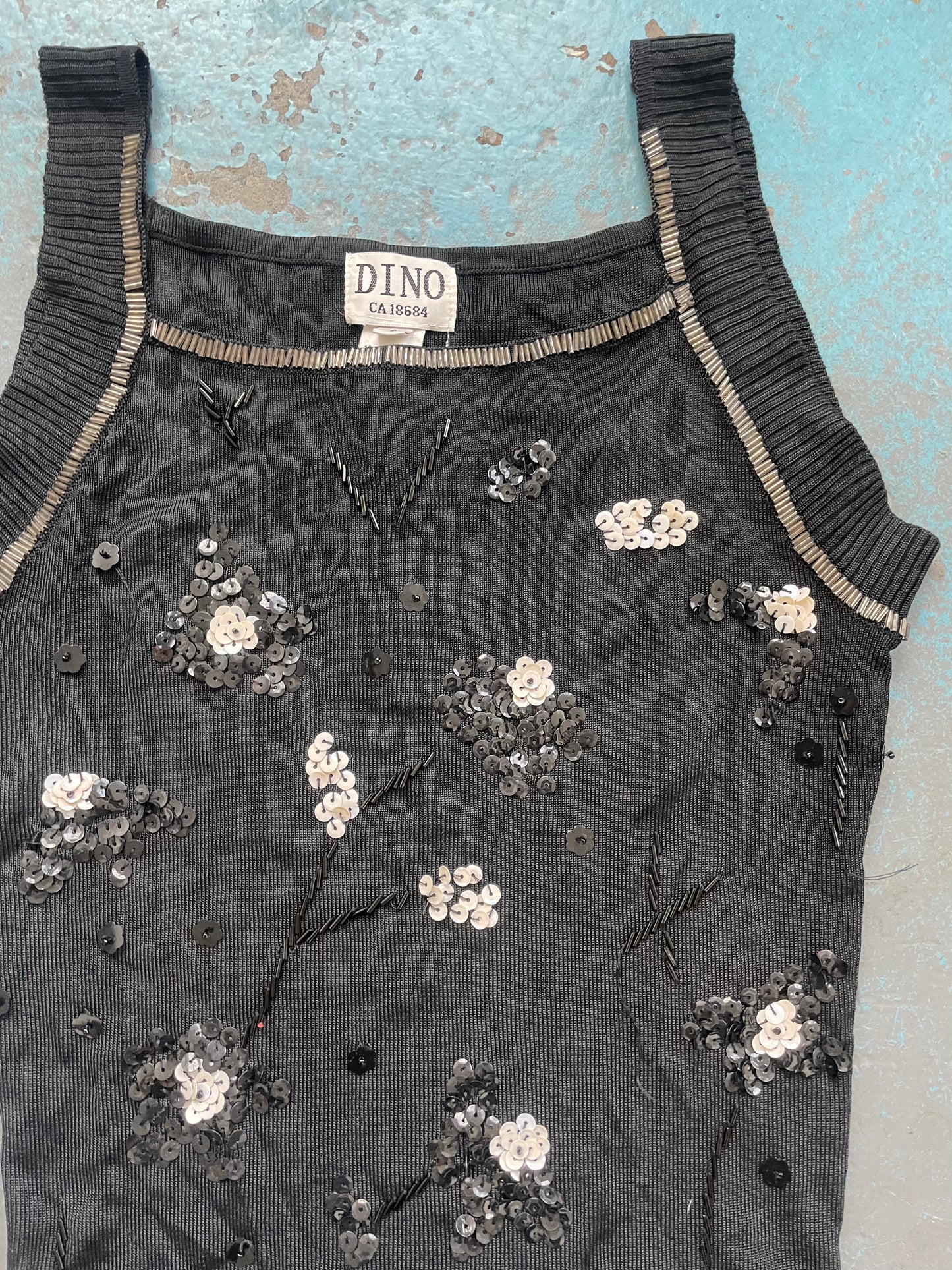 Black Beaded Tank - S/M