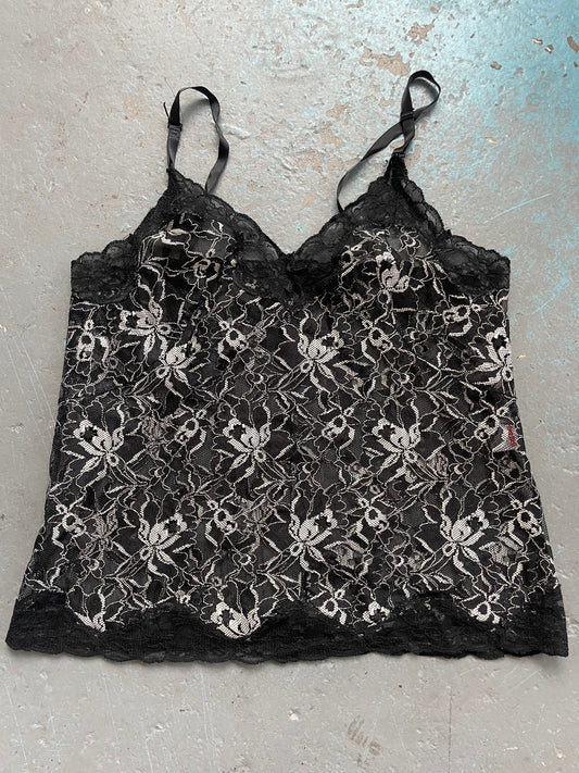 Black and Silver Lace Vest - Small