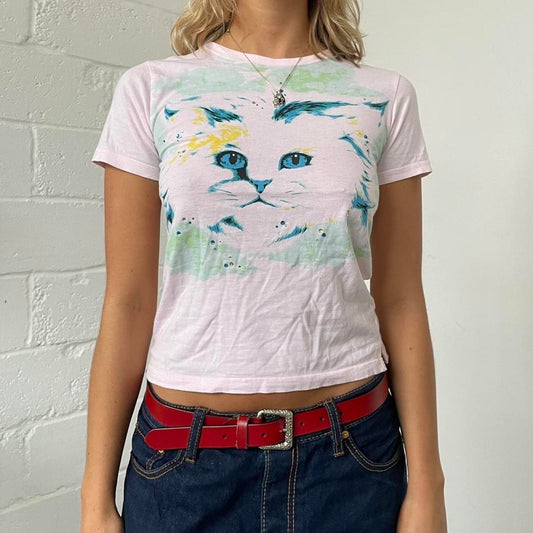 Light Pink Cat Print Baby Tee