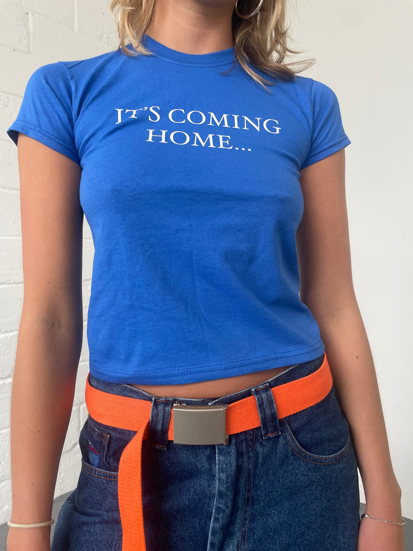 It's Coming Home Baby Tee Blue