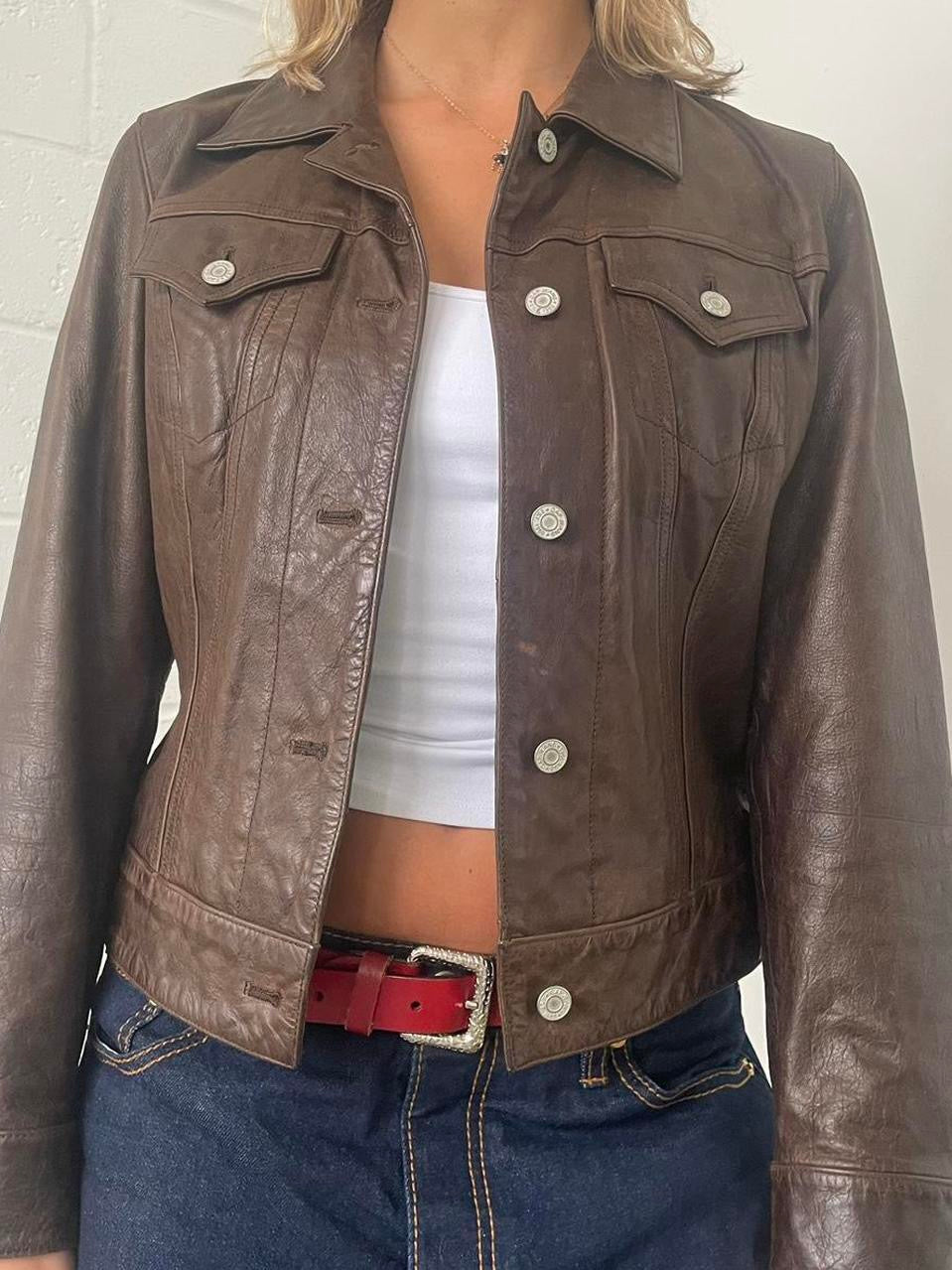 Vintage Brown Gap Leather Jacket