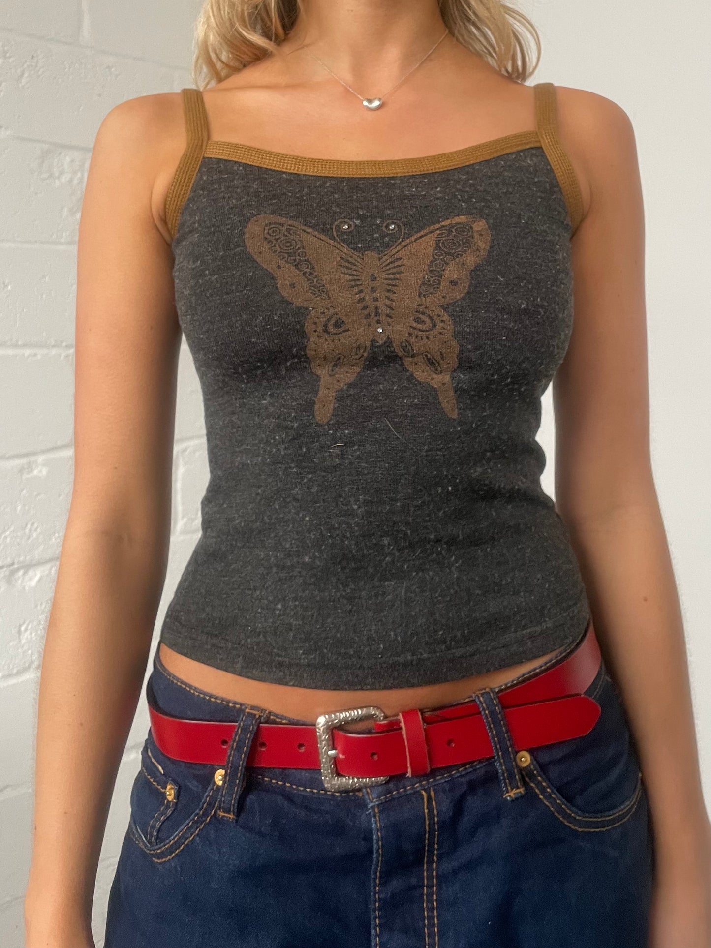 Grey Vest with Butterfly