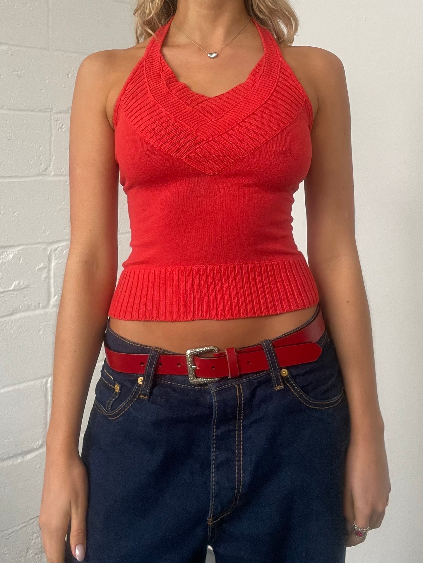 Tomato Red Knitted Halter