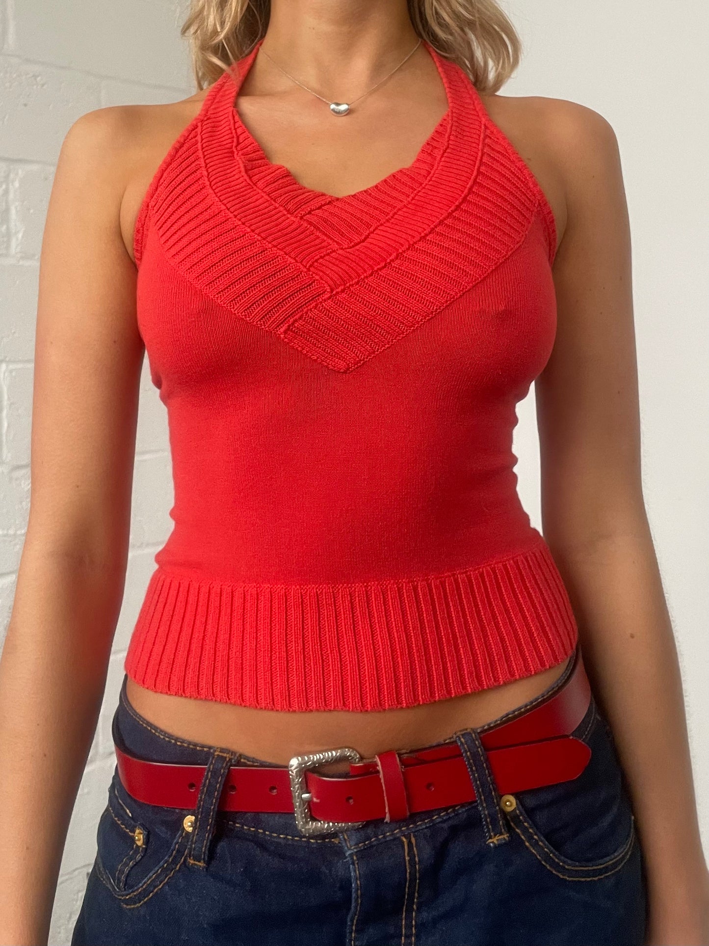 Tomato Red Knitted Halter