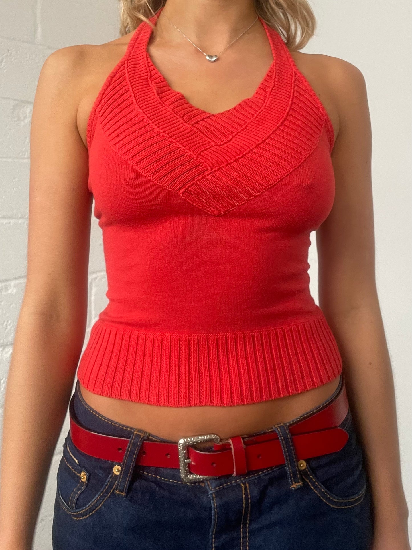 Tomato Red Knitted Halter