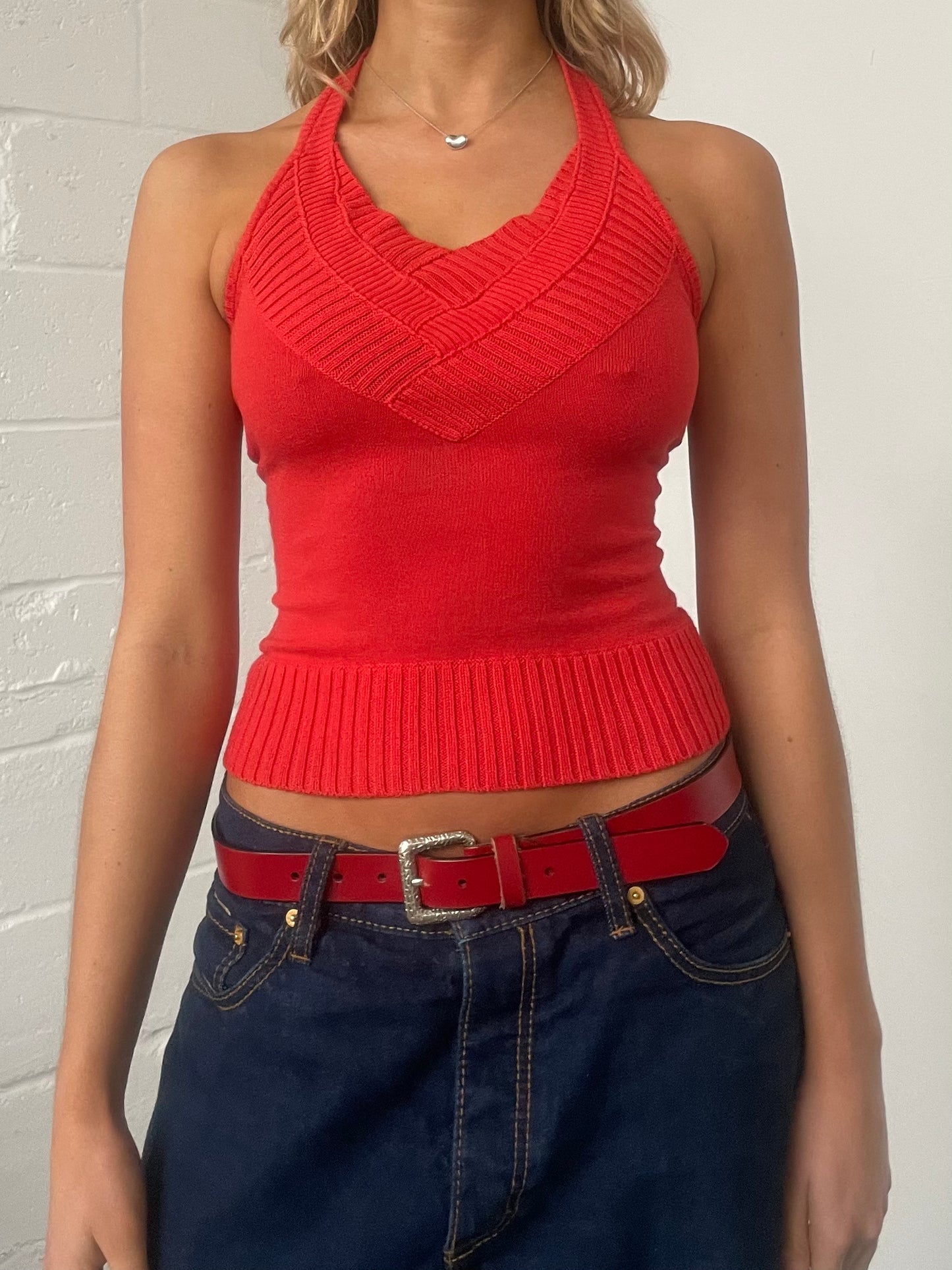 Tomato Red Knitted Halter