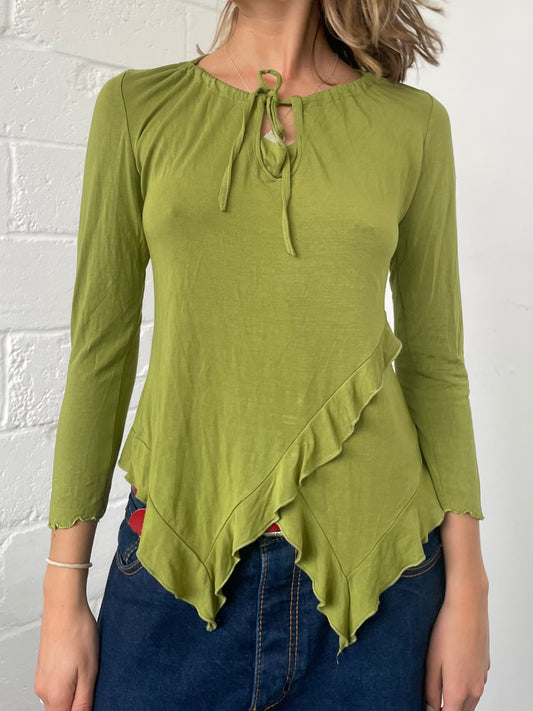 Green Flippy Hem Fairy Blouse