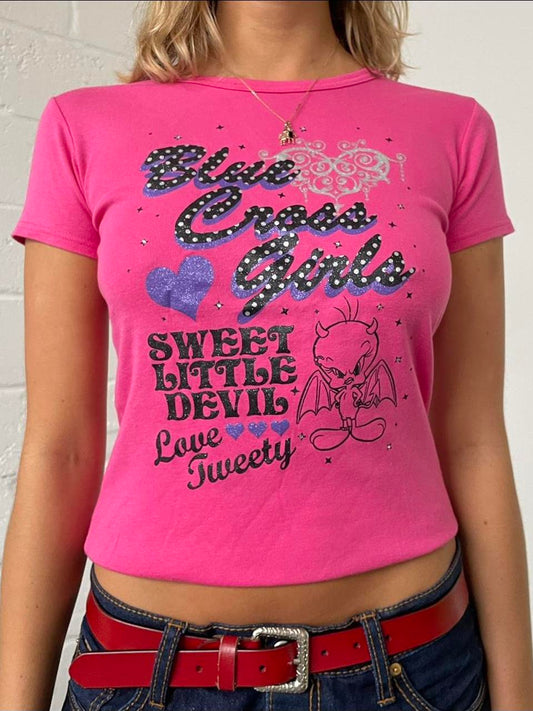 Bright Pink Tweety Bird Baby Tee