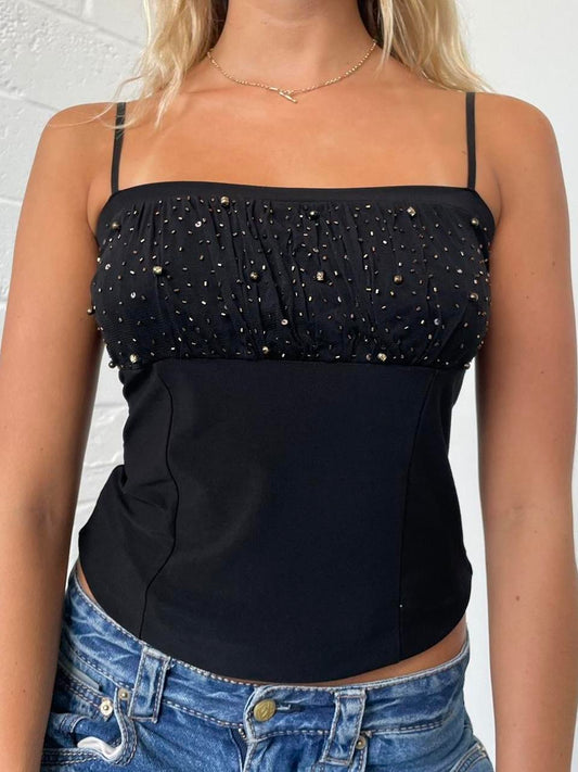 Slinky Black Beaded Cami