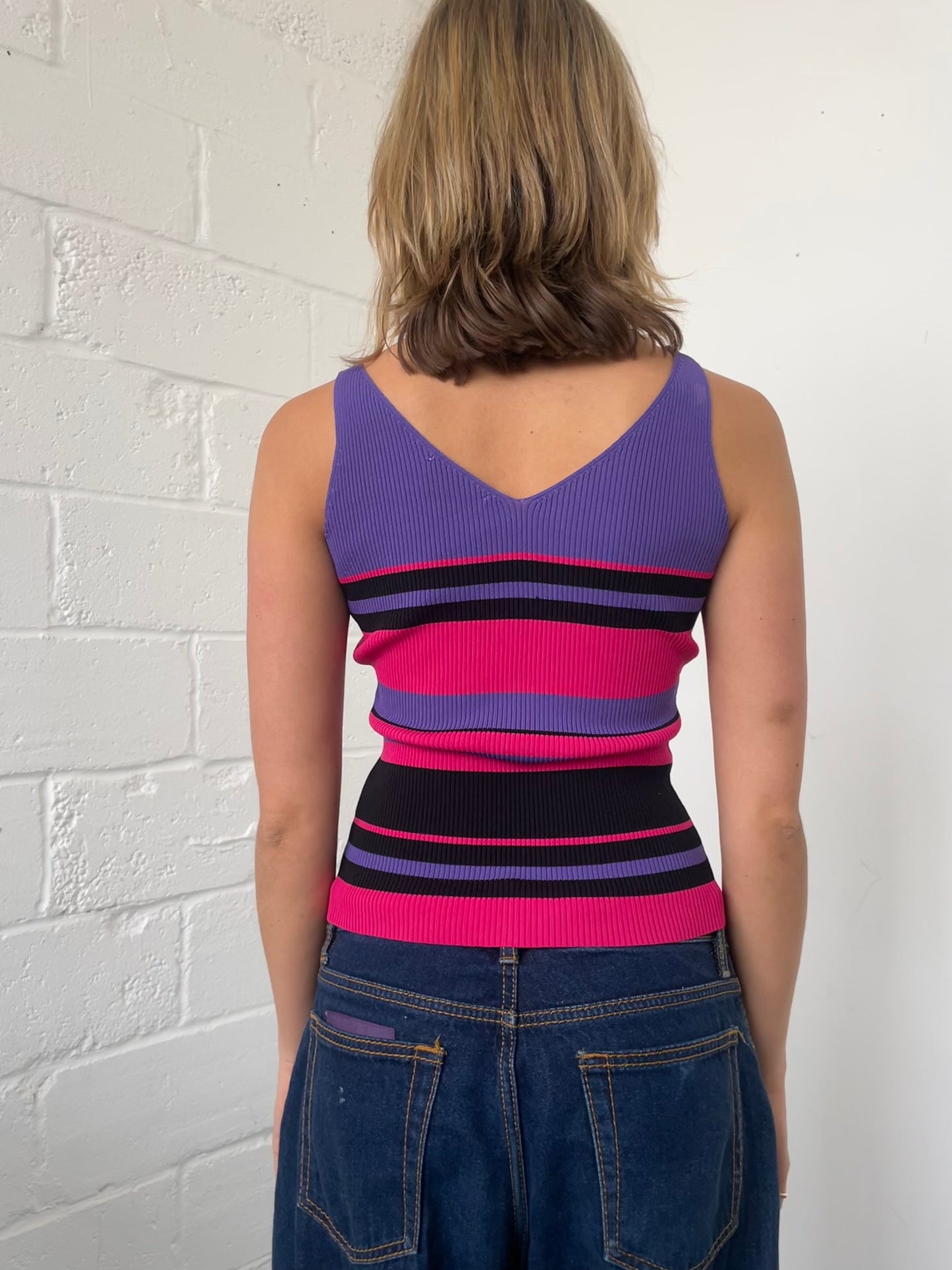 Pink and Purple Stripe Knit Vest