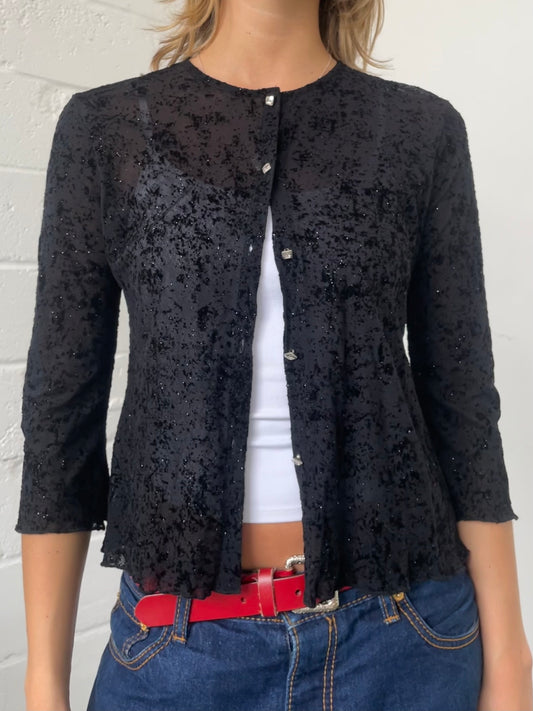 Black Mesh Cardigan