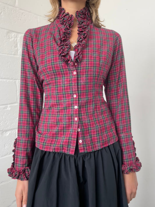 Checked Ruffled Blouse