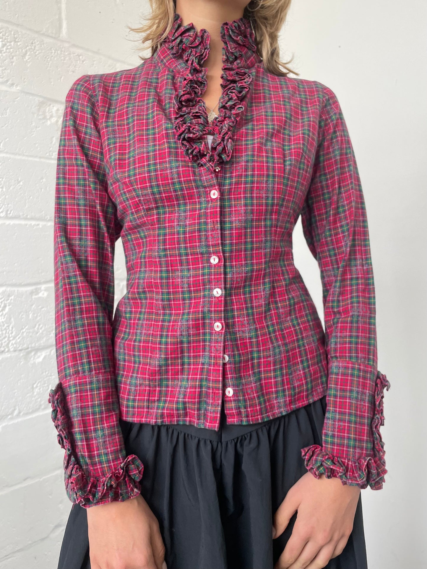 Checked Ruffled Blouse