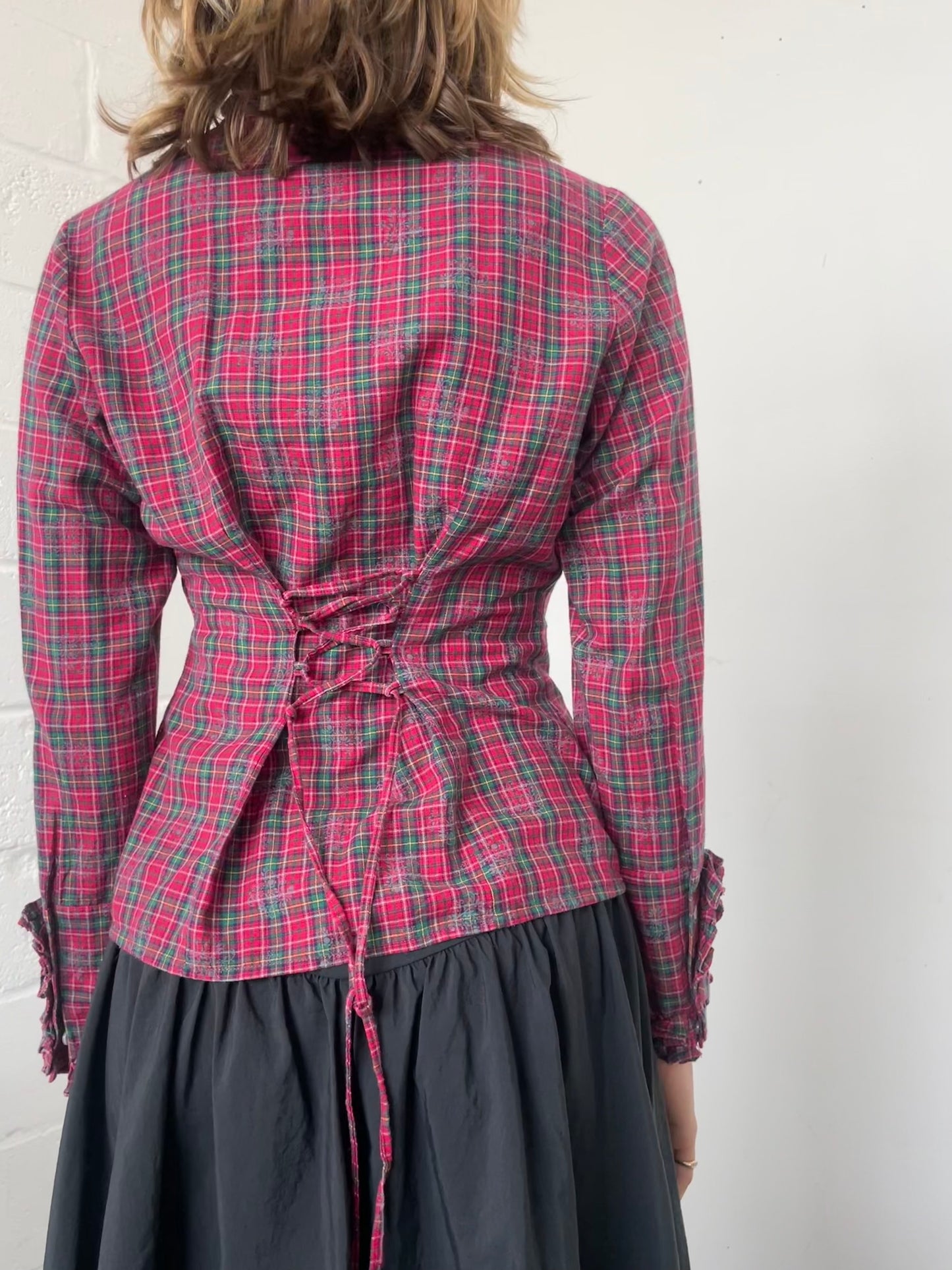 Checked Ruffled Blouse