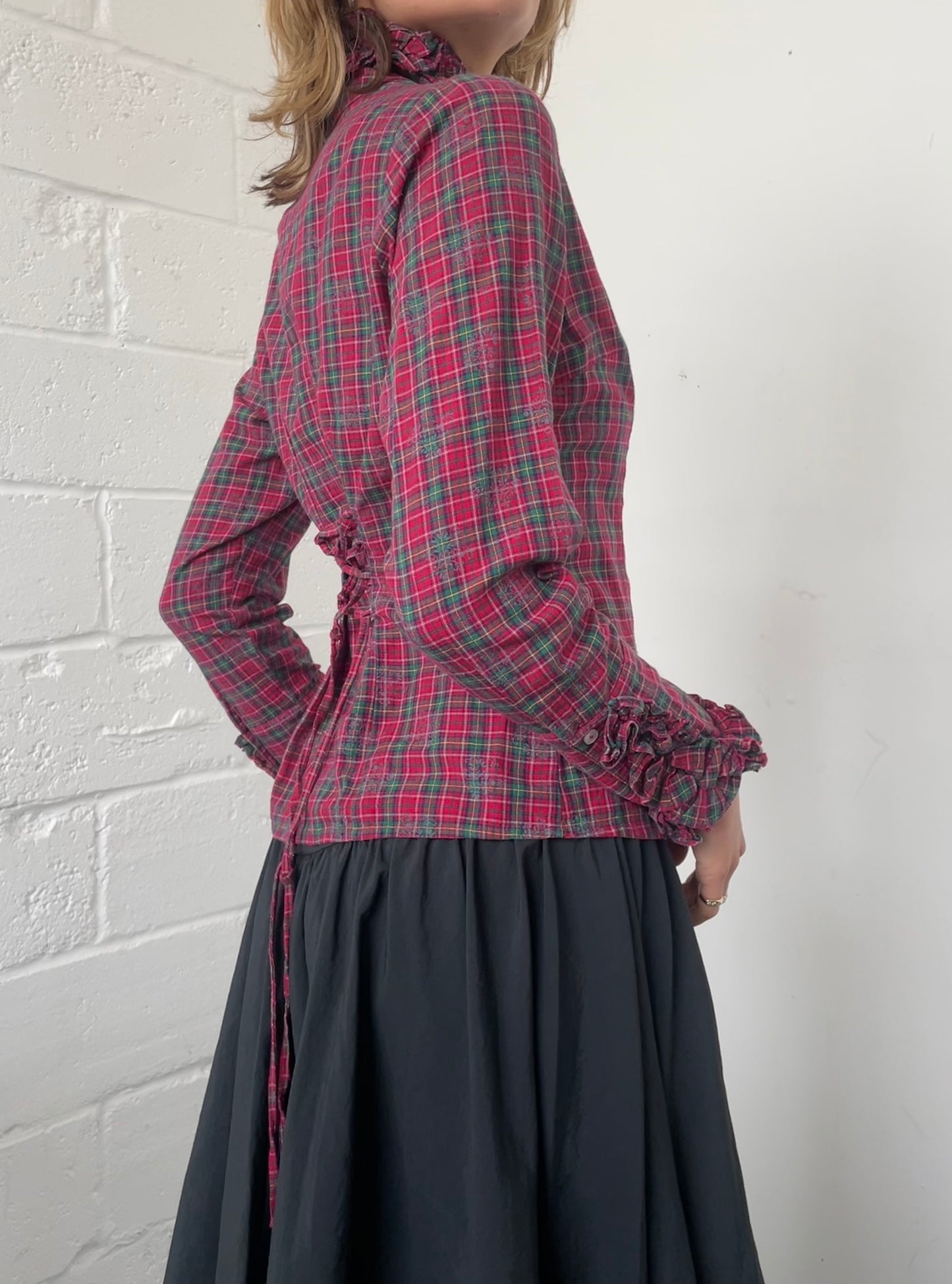 Checked Ruffled Blouse