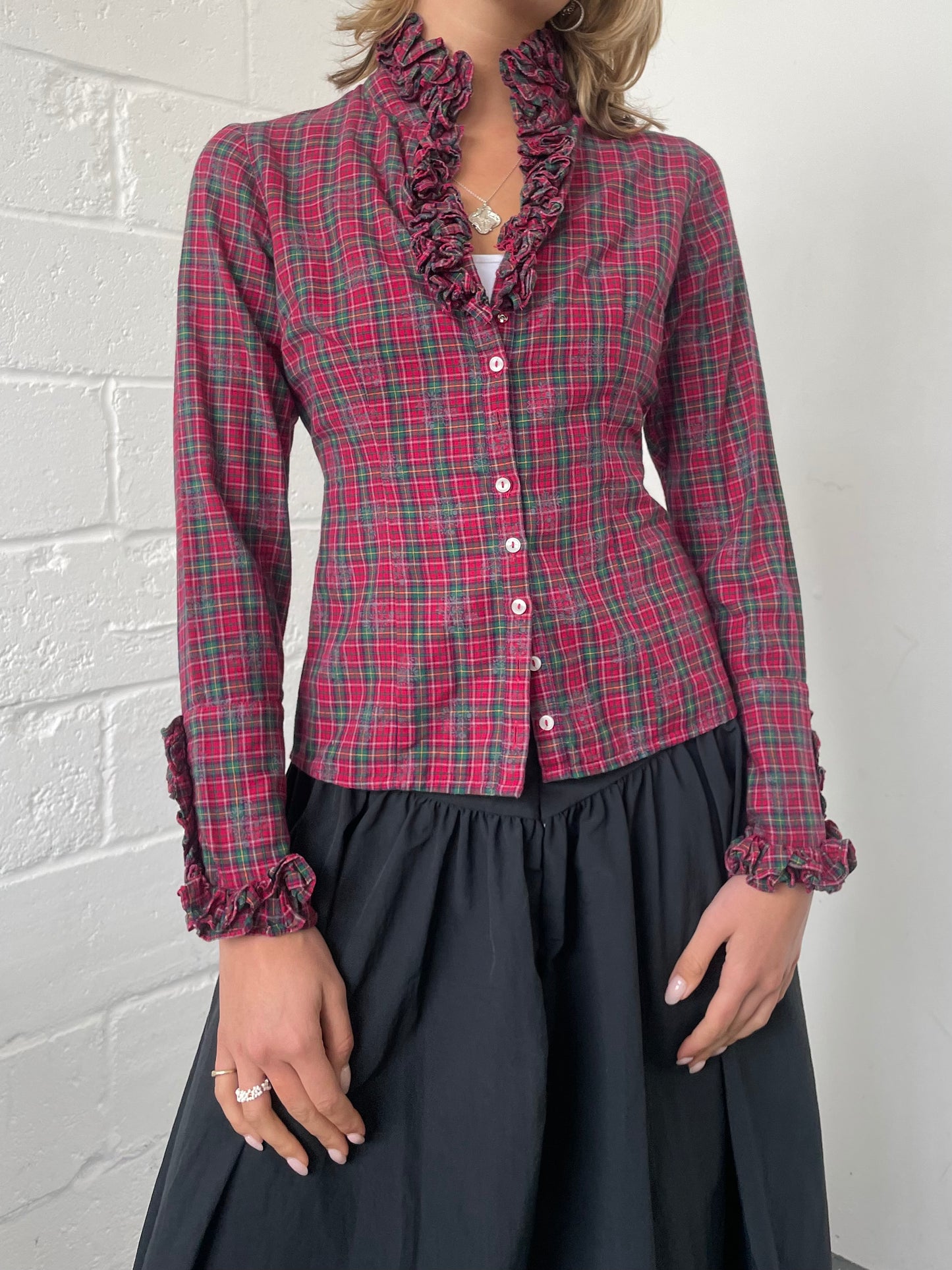 Checked Ruffled Blouse