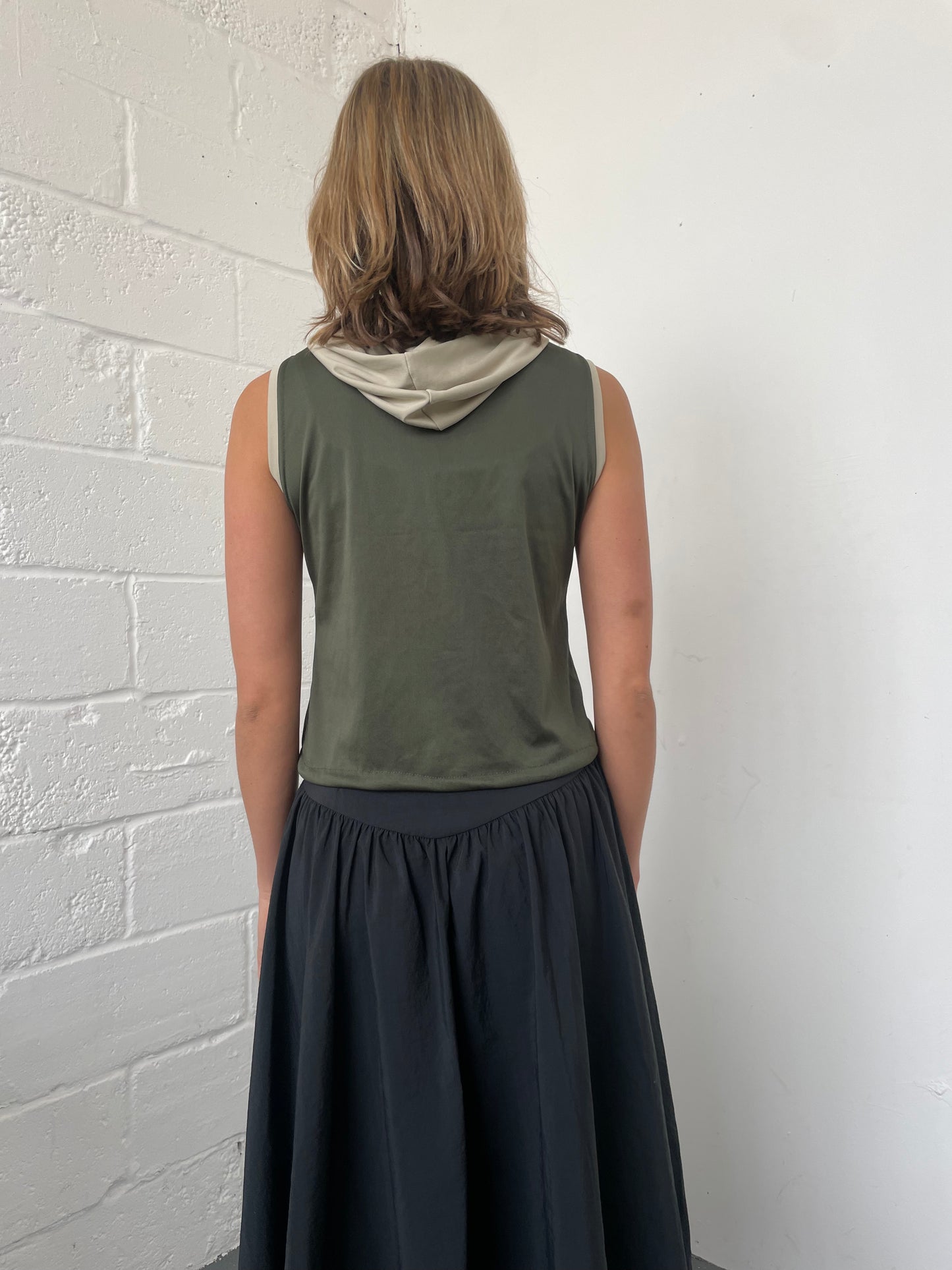 Khaki Sleeveless Hoodie