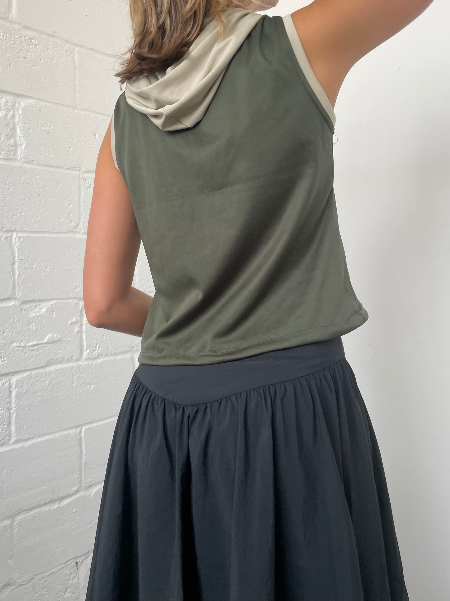 Khaki Sleeveless Hoodie