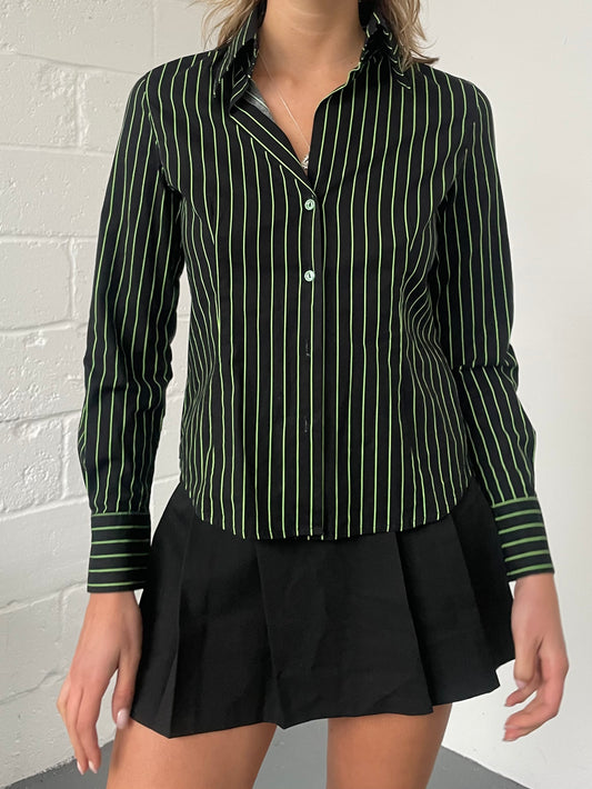 Black and Green Pinstripe Shirt