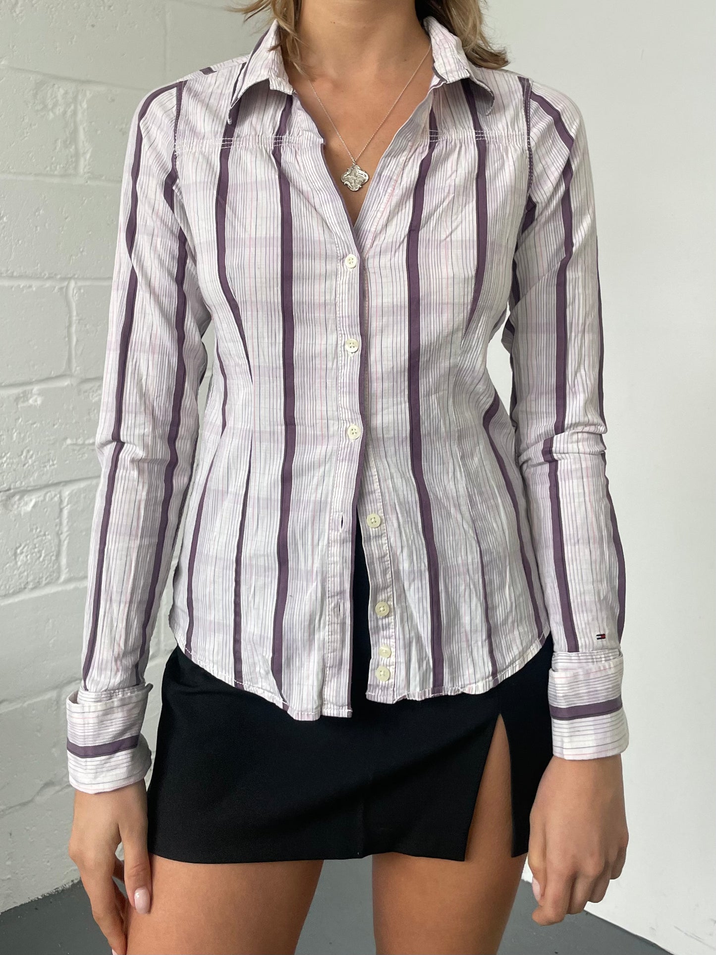 Purple and White Stripe Shirt