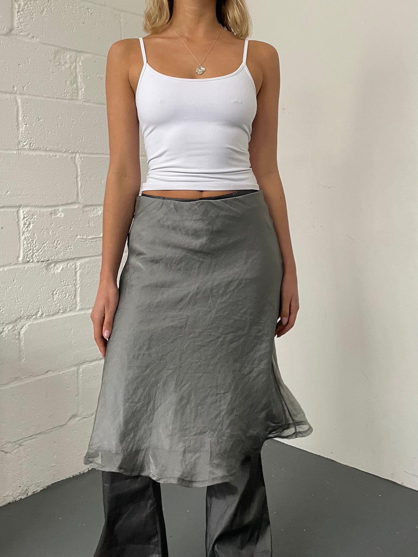 Silver Mesh Overlay Skirt