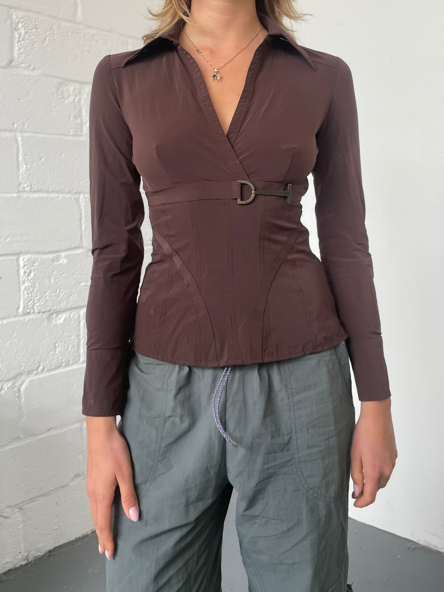 Brown Stretchy Shirt