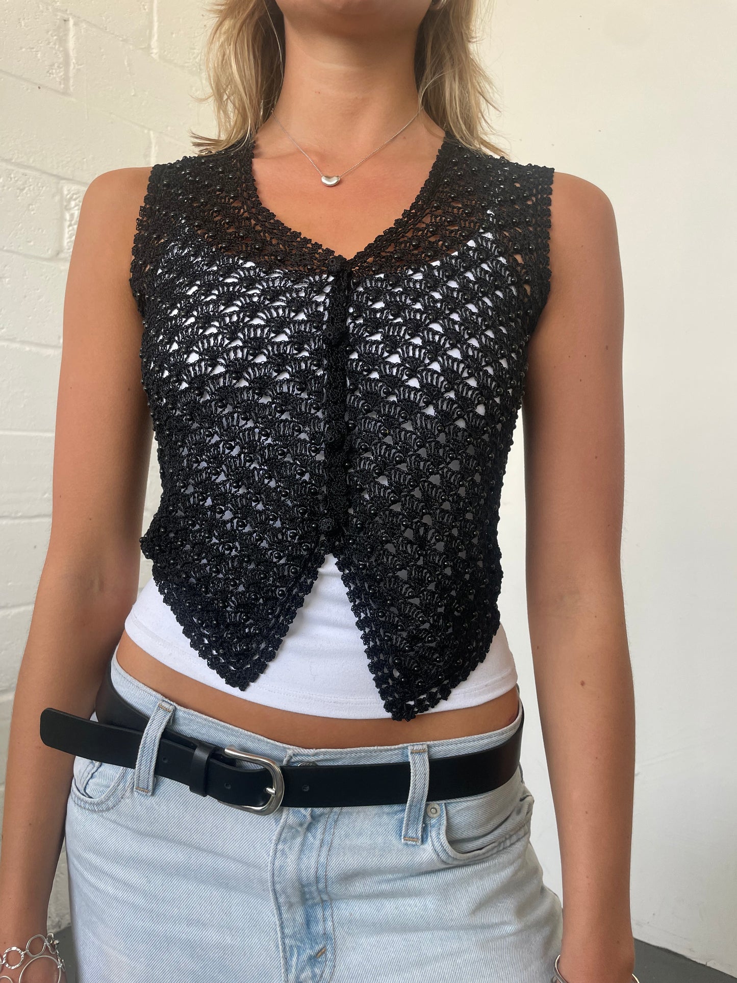 Black Crochet Vest