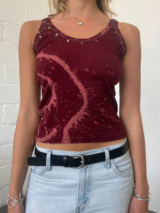 Burgundy Tie Dye Vest