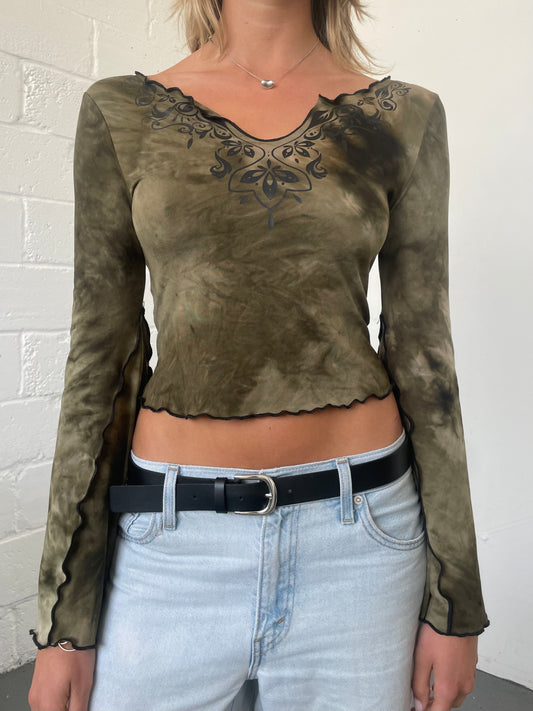 Khaki Tie Dye Blouse