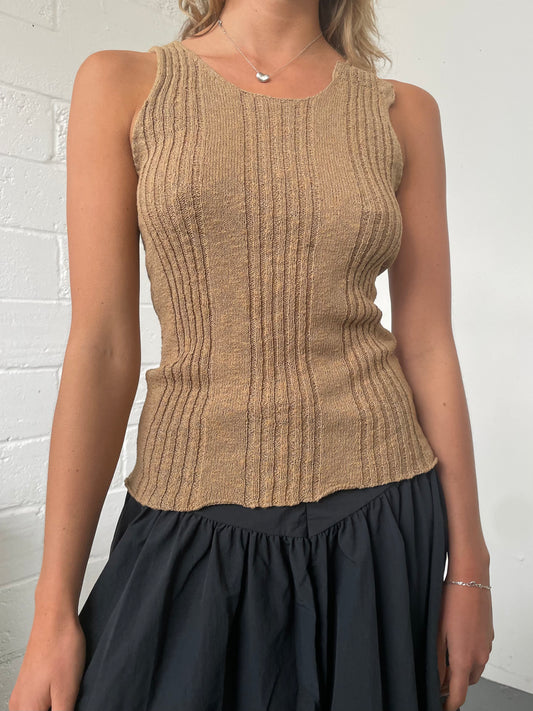 Tan Knitted Vest