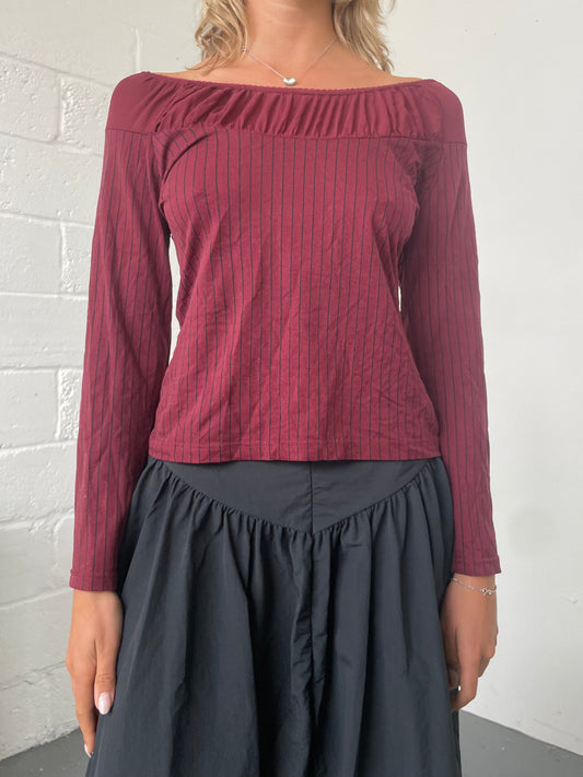 Burgandy Stripe Blouse