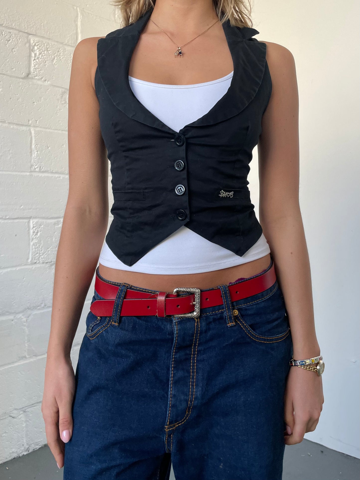 Black Cropped Waistcoat