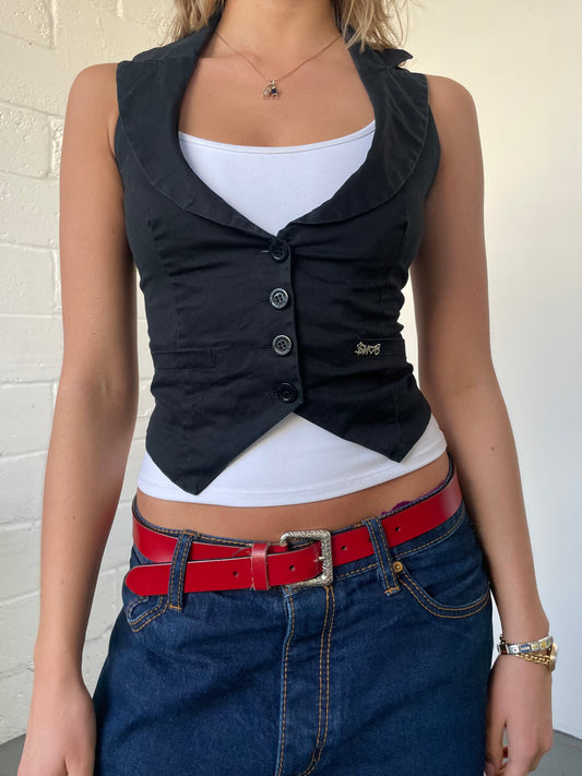 Black Cropped Waistcoat