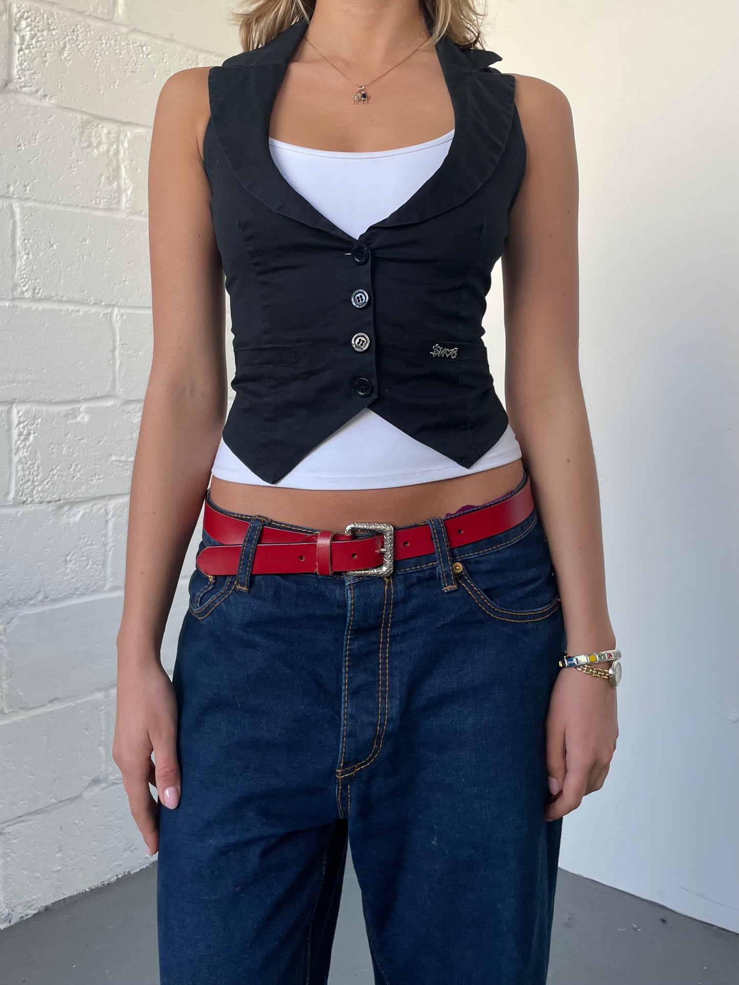 Black Cropped Waistcoat