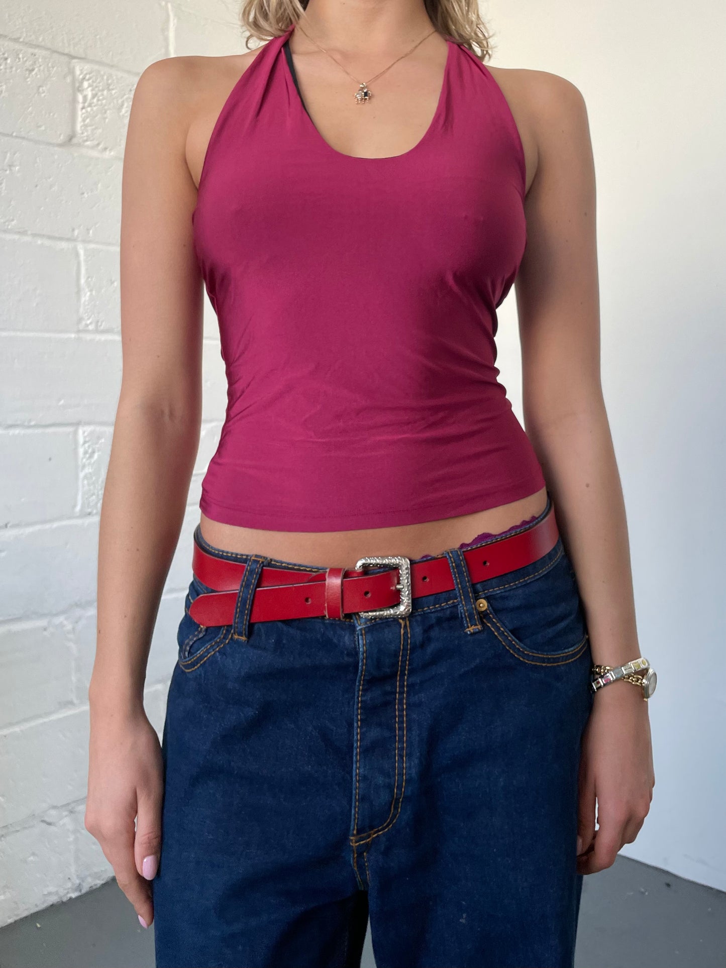 Cherry Red Halterneck Top