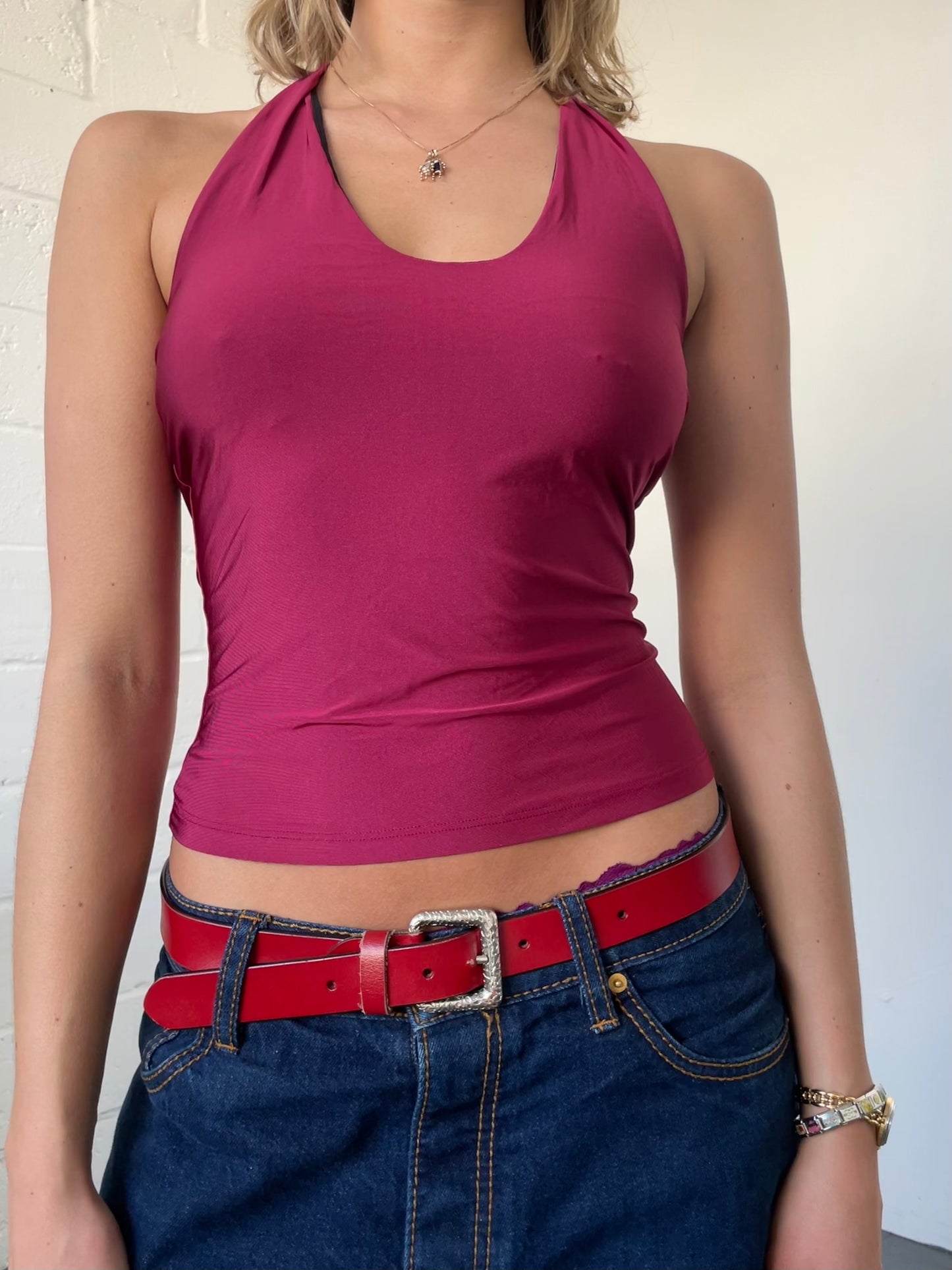 Cherry Red Halterneck Top