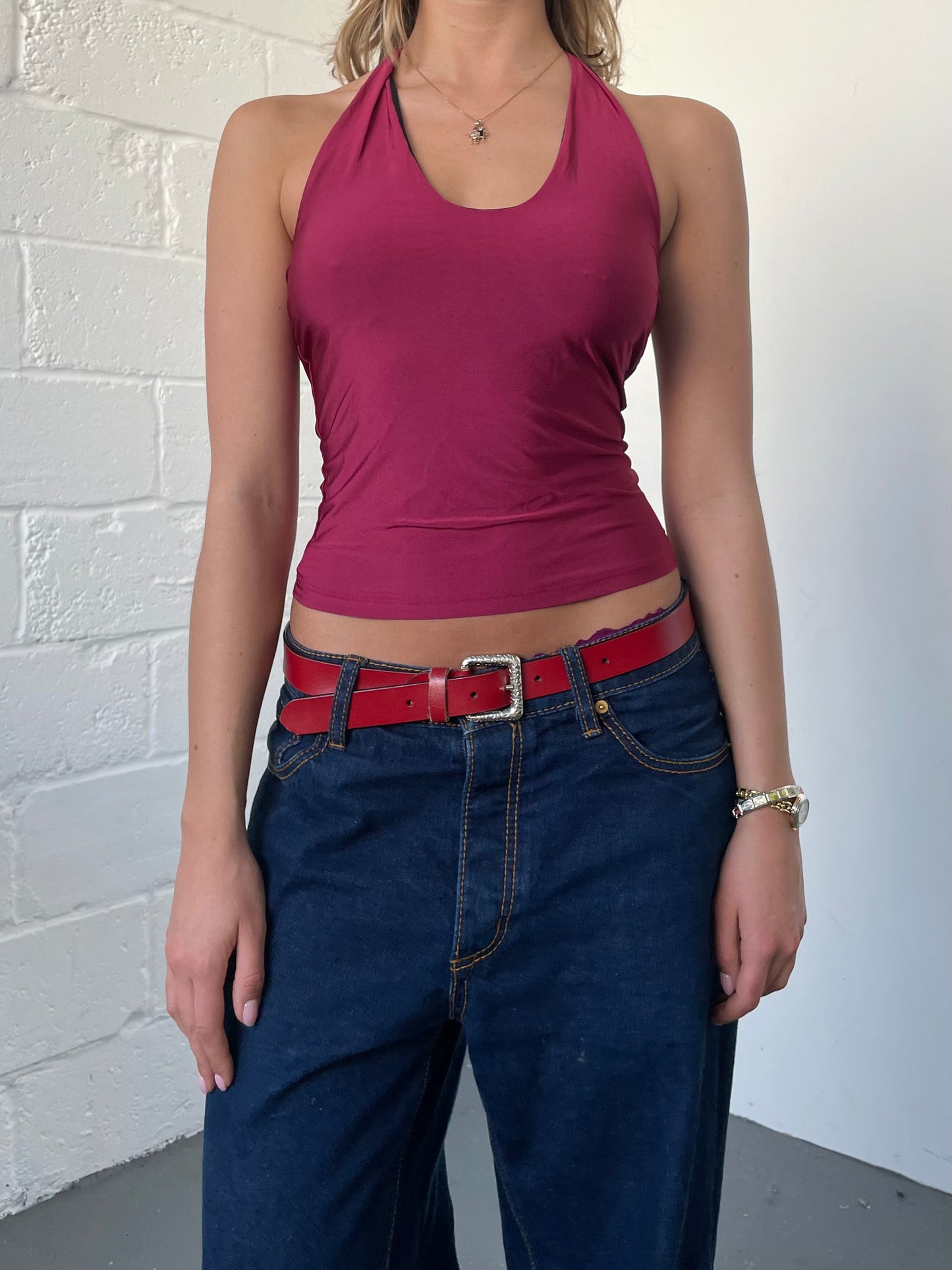 Cherry Red Halterneck Top